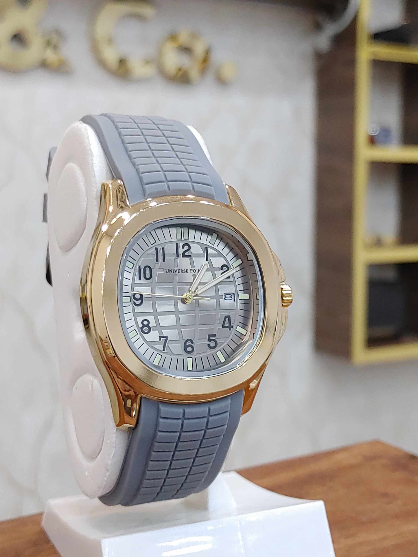 Universe Point Wrist Watch For Men in Golden Case Metal