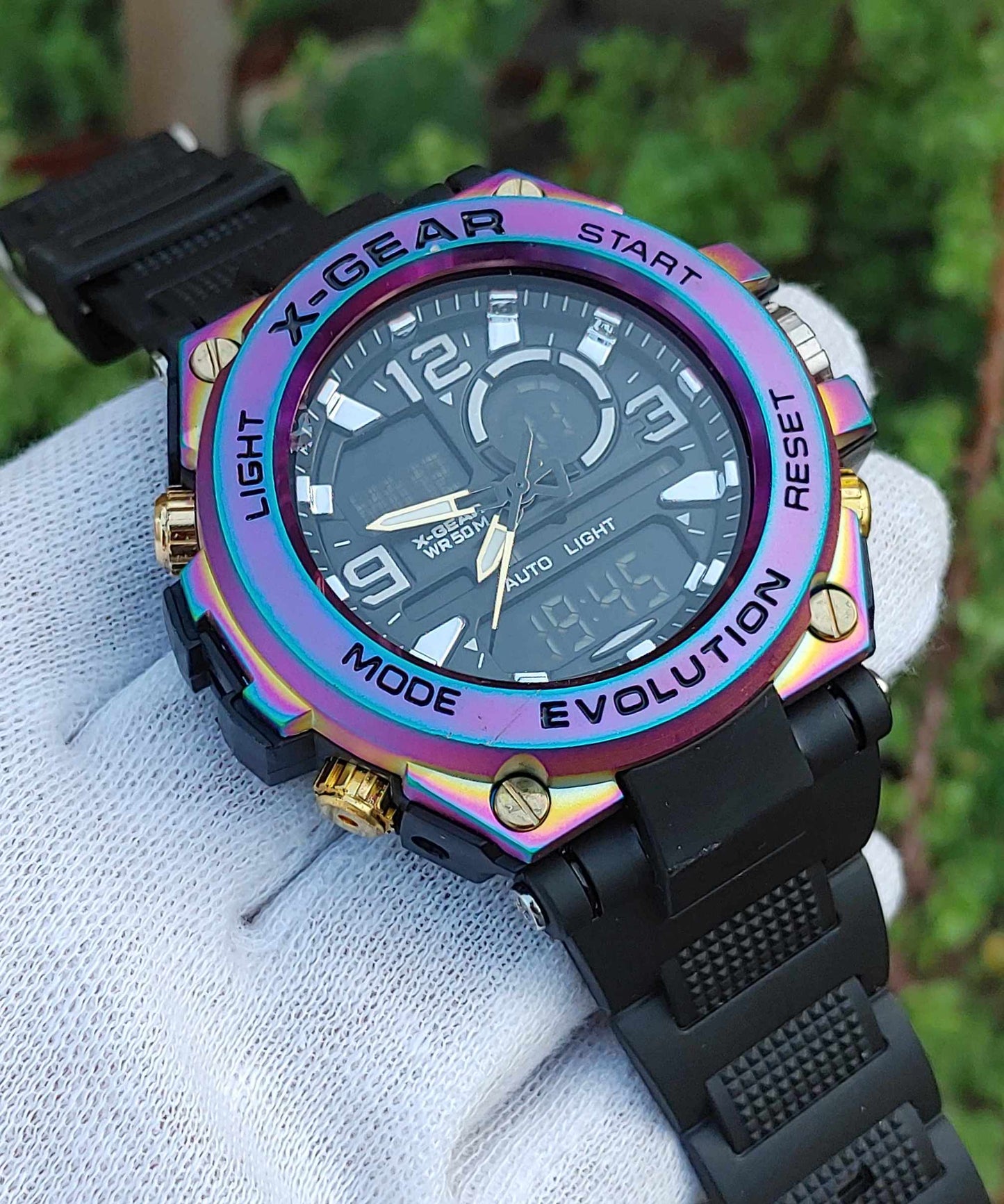 X Gear Sports Watch Special Rainbow Colour Dual Time