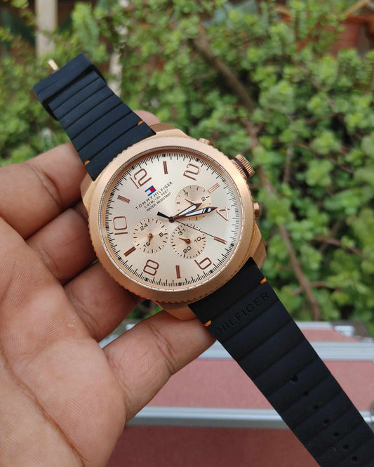 Tommy Hilfiger Big Dial Rose Gold Watch For Men