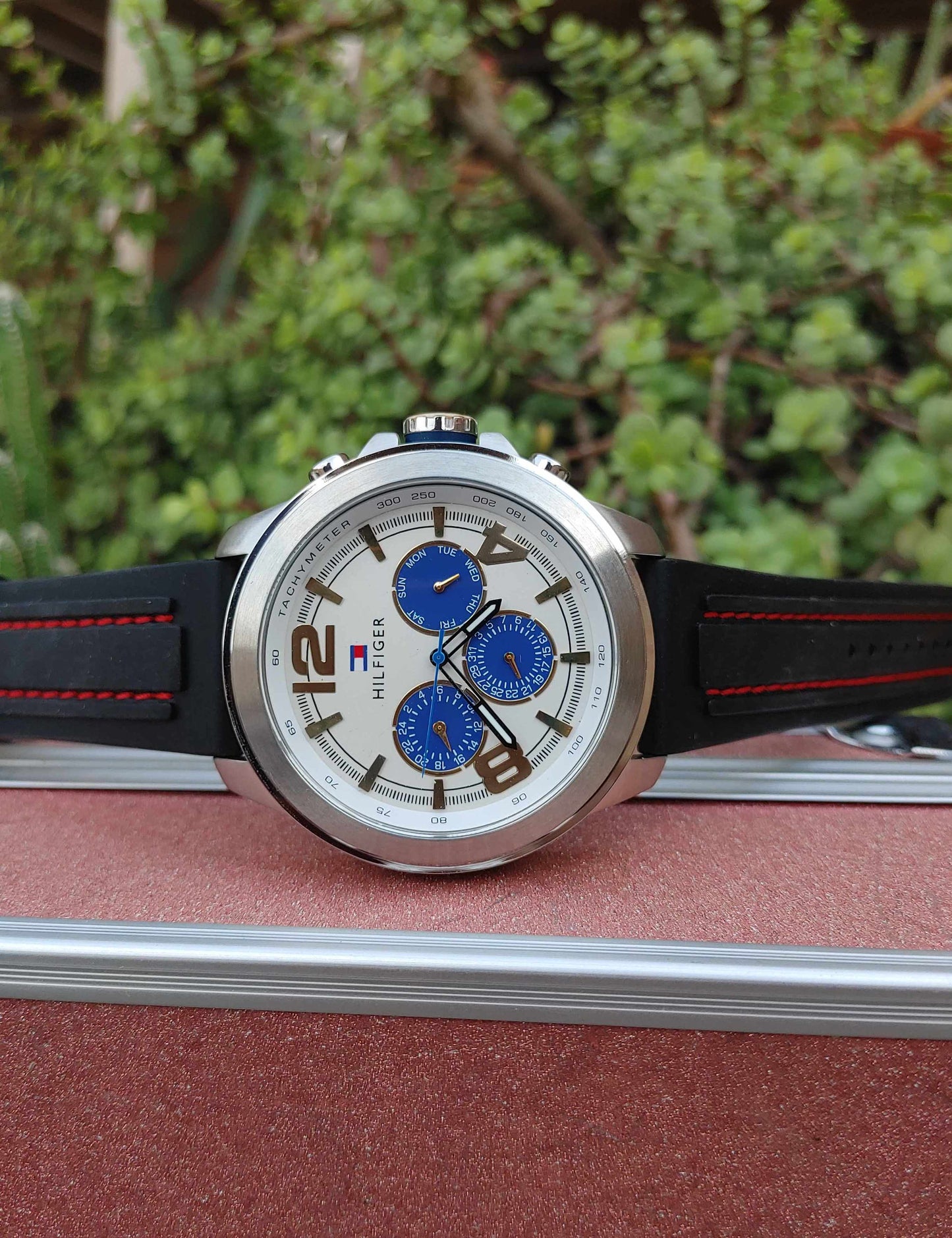 Tommy Hilfiger Rubber Strap Panda Dial Watch For Men