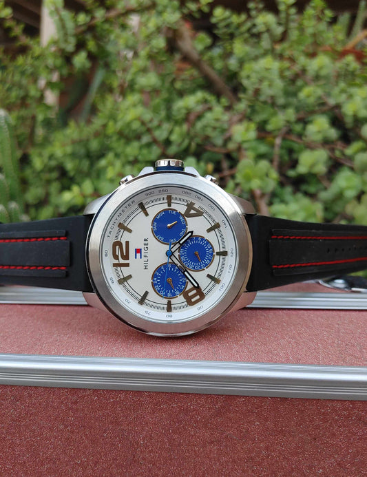 Tommy Hilfiger Rubber Strap Panda Dial Watch For Men