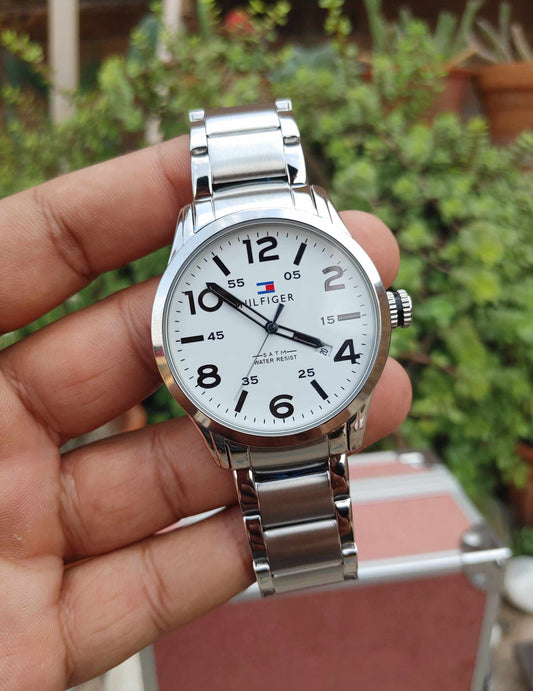 Tommy Hilfiger Classic Wrist Watch For Men Stainless Steel White Dial