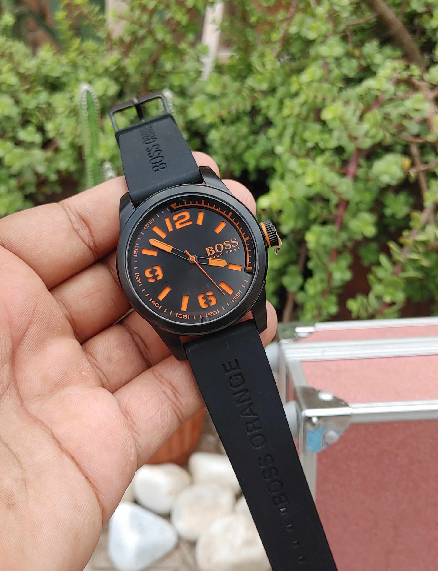 Boss Orange Rubber Strap Watch For Men