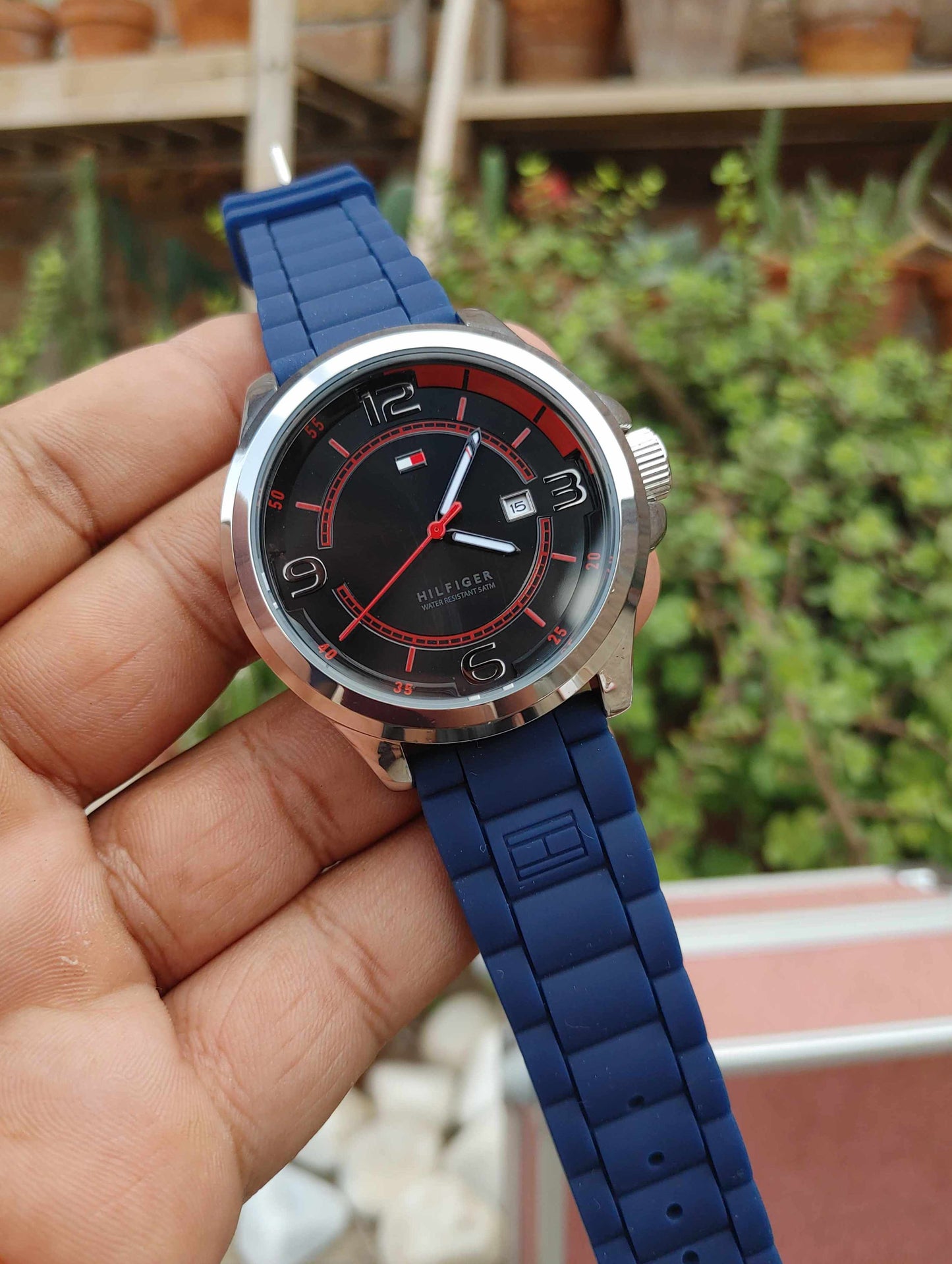 Tommy Hilfiger Blue Rubber Strap Watch for Men