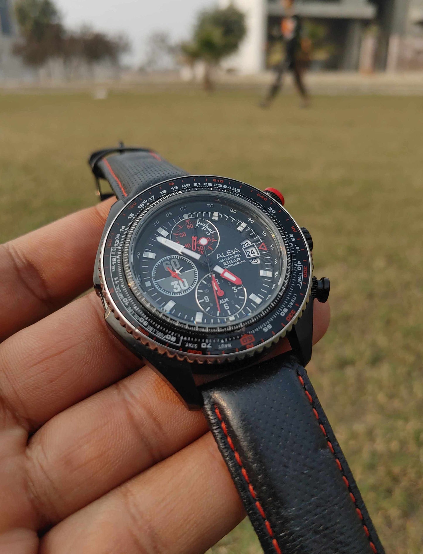 Alba Pilots Mode Watch For Men by Seiko Leather Strap Watch