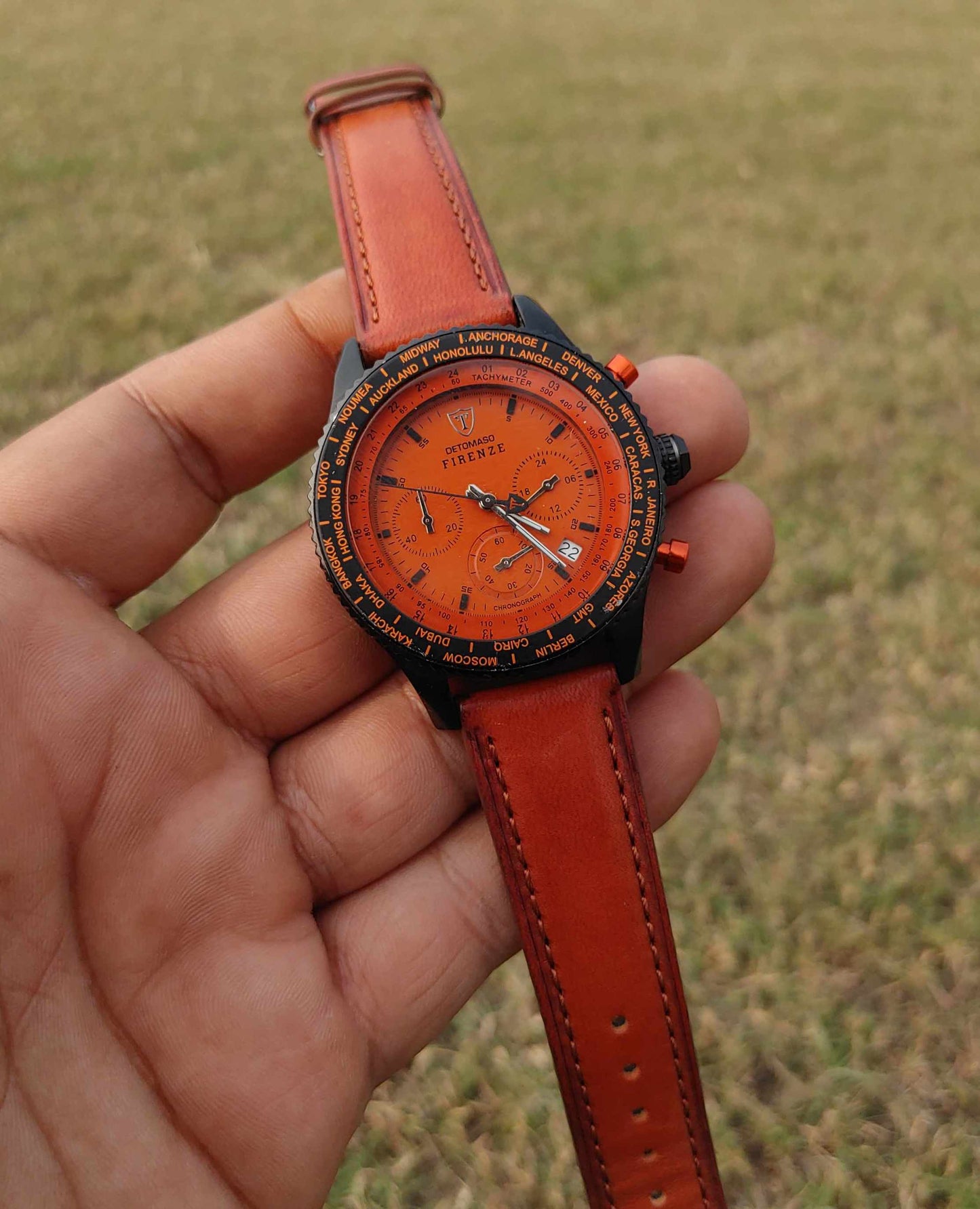 Detomaso Firenze Orange Dial Chornograph Watch For Men