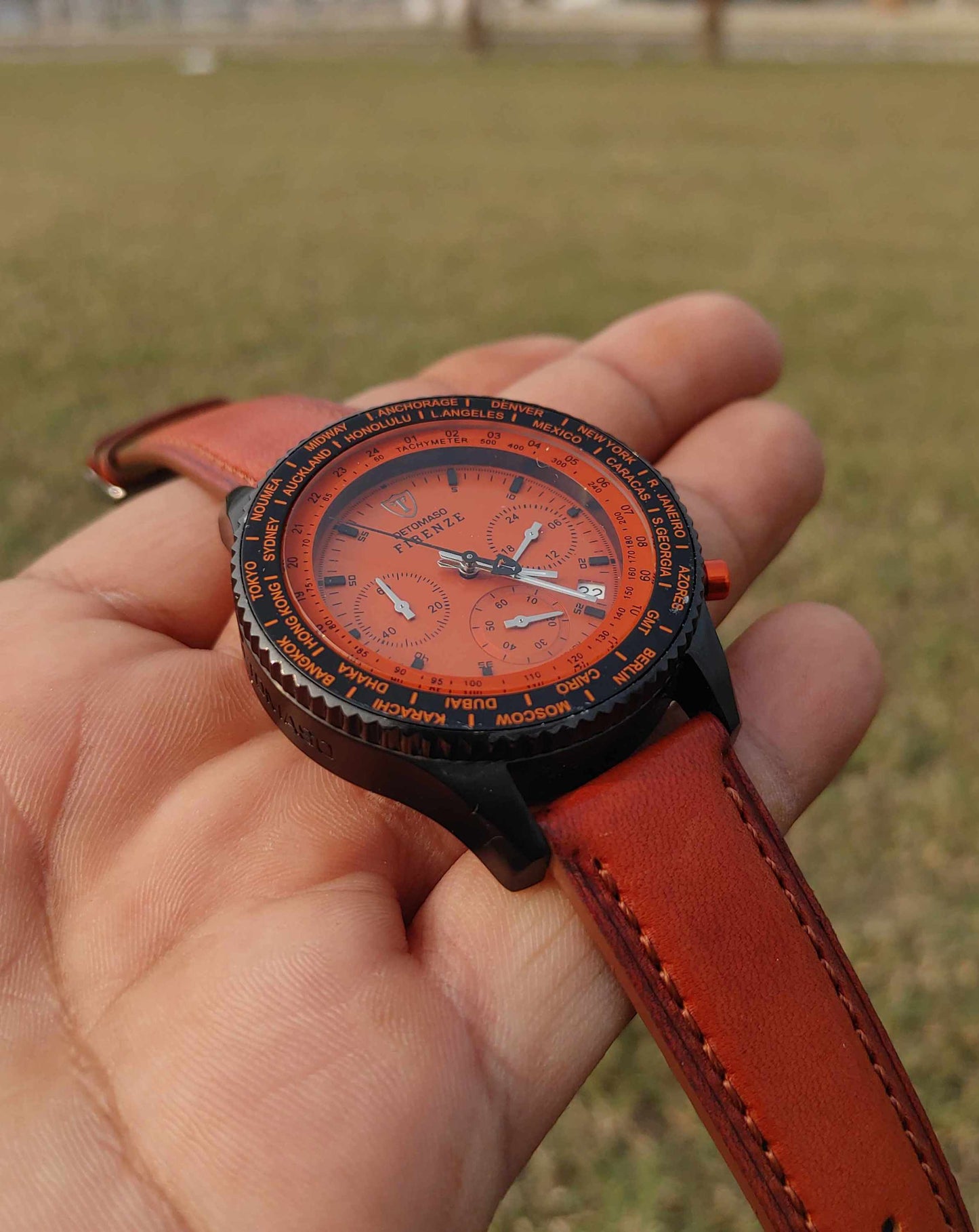 Detomaso Firenze Orange Dial Chornograph Watch For Men