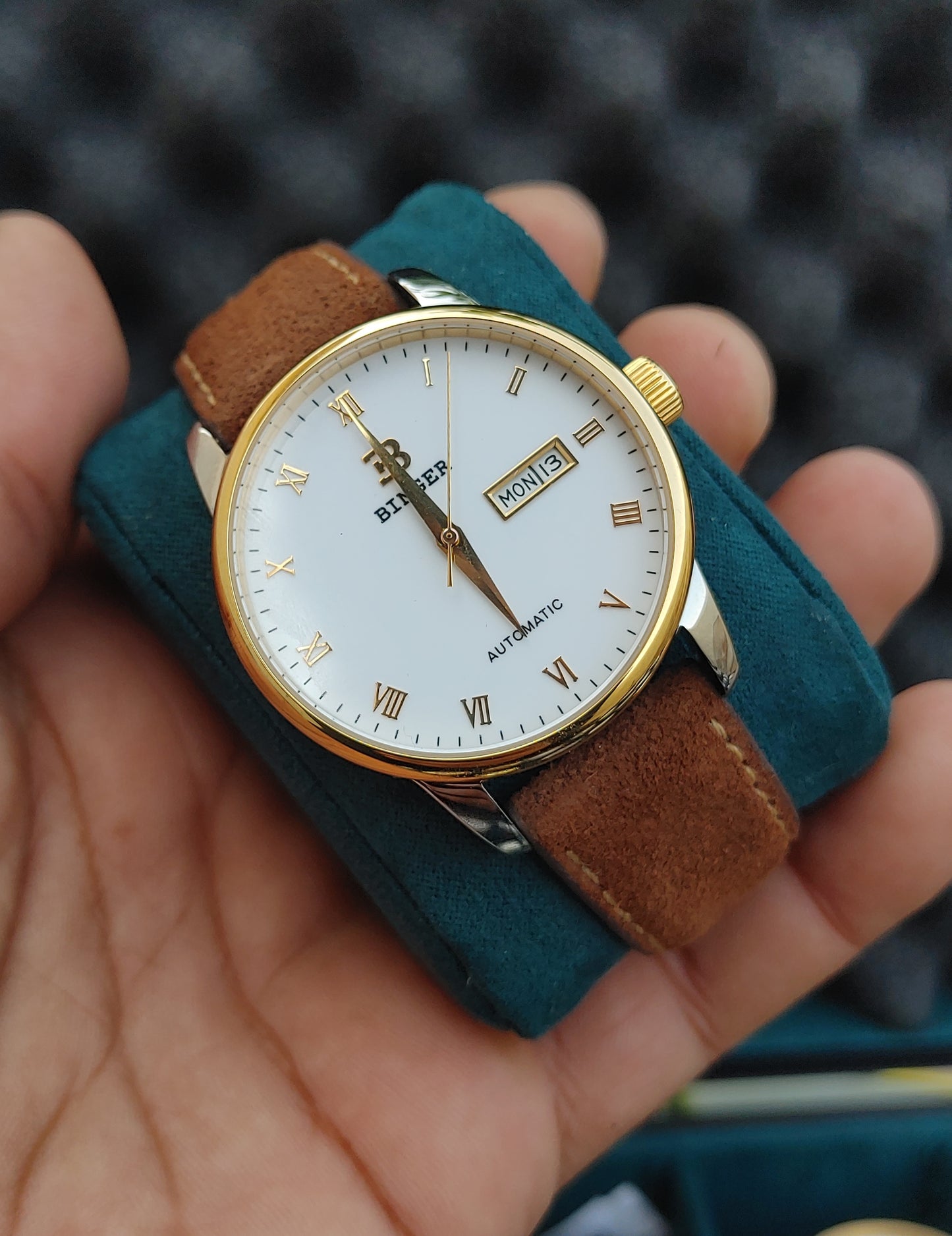 Binger B5005M-1 Automatic Watch With Vintage Leather Strap