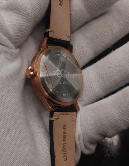 Recta Rose Gold Case Watch For Men Leather Strap