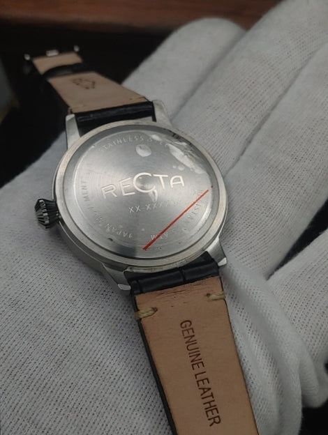 Recta Leather Strap Maroon Dial Watch